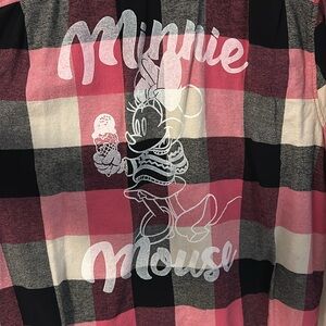 Disney Minnie Long Sleeve Pink Plaid Womens Plus Top with Minnie Mouse